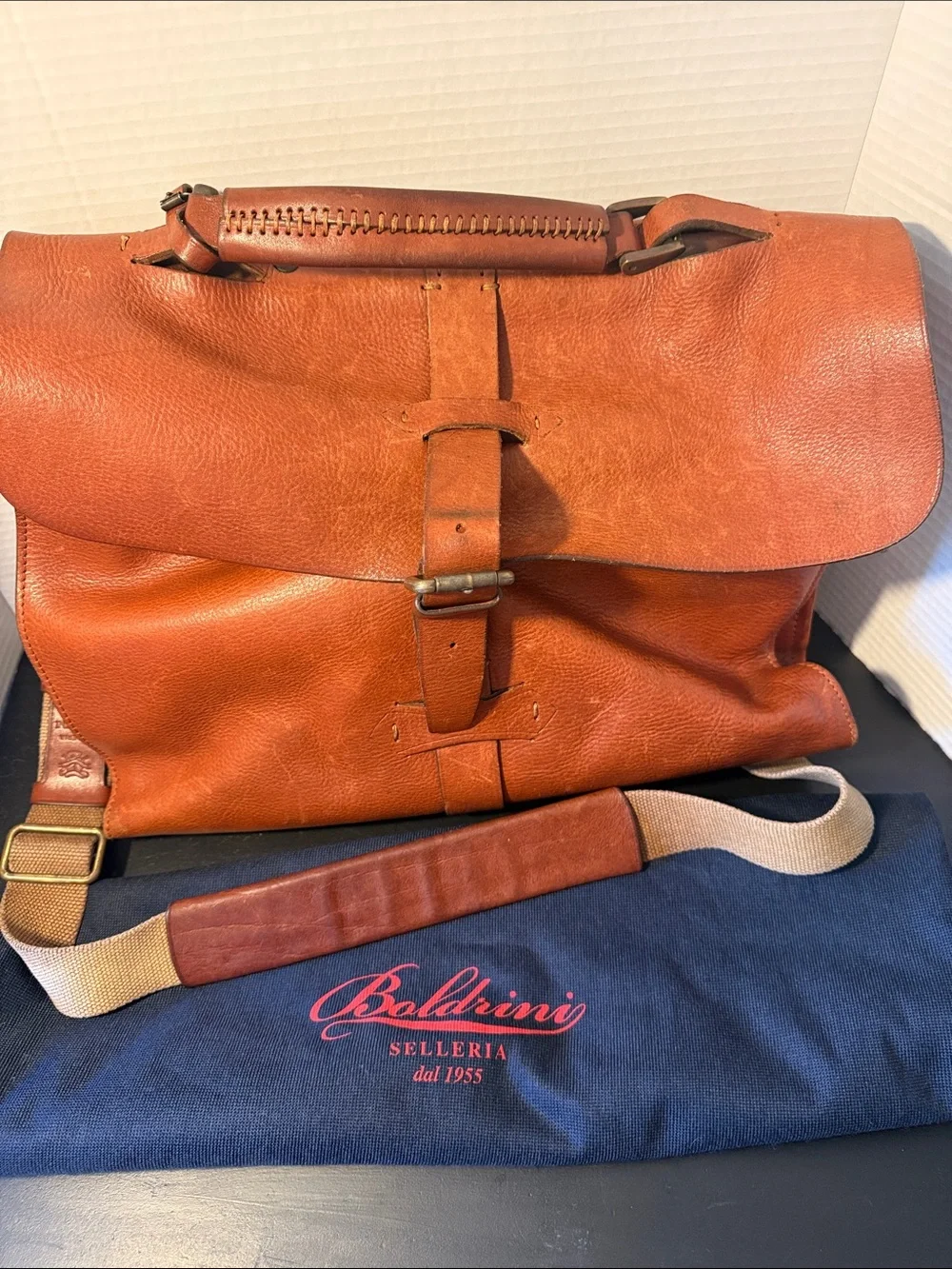 Boldrini Tan Leather Messenger Bag for Men